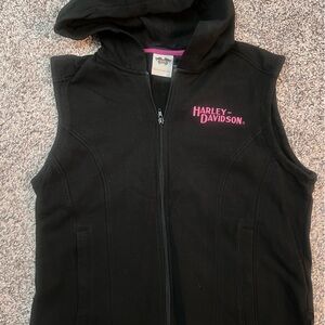 Harley-Davidson Black Vest with Pink Embroidery